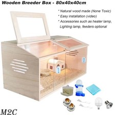 Wooden Chick Brooder Box Poultry Water Feeder Rearing Large 80CM Heating Lamp