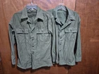 2VTG Vietnam 196Os OG-107 Sateen Military Fatigue Shirt Mens US Army Olive Green