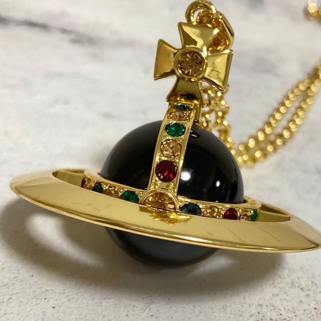 Vivienne Westwood Gold Label 廃盤 ミュール 希少 Vivienne Westwood Necklace Medium Orb Gold Black Multi Top 6.5cm w