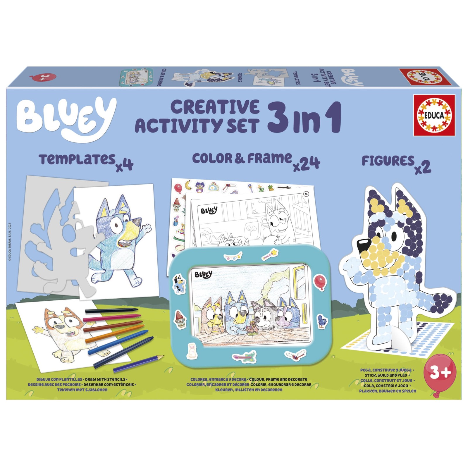 Personnages Bluey 3D à décorer avec autocollants pour loisirs créatifs enfants