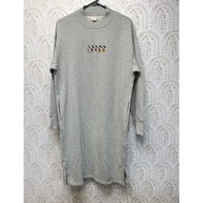 Uniqlo Sweatshirt Dress Womens M Gray Disney Mickey Mouse Mock Neck Pockets UT