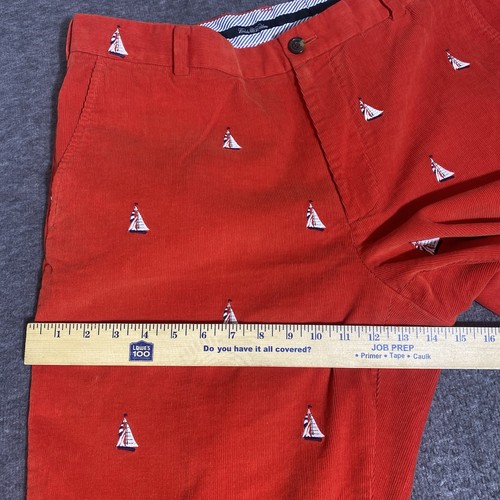 Pantalones Brooks Brothers para hombre 40x32 (40x27) rojo pana bordado velero - Imagen 8 de 15