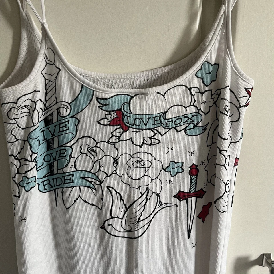 VTG Y2K 2000s Fox Racing Womens Tank Top Sz Large Moto Biker Live Love Ride - Image 4 of 4