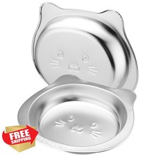 HBGmao-hao 2 Pcs Cat Dog Bowls 7.1" Stainless Steel Shallow