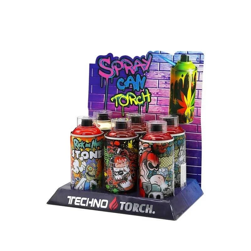 Techno Spray Can Torch &ndash; Display of 6 | Mixed Designs