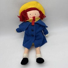 Vintage 1990 Eden Madeline Plush Doll Yarn Hair Blue Dress Soft Body Stuffed