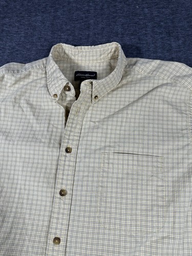 Camicia Eddie Bauer con bottoni uomo XXL 2XL alta gialla a quadri manica lunga vintage - Foto 2 di 7