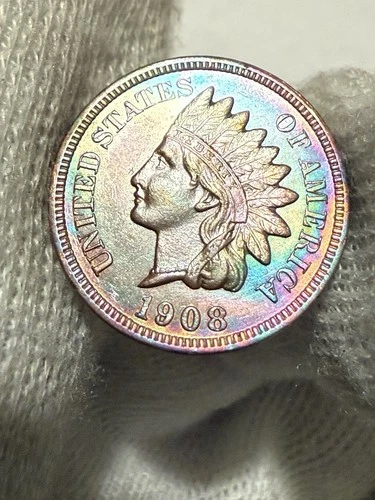 1908-S Indian Cent Choice BU Details Great Eye Appeal Strong Strike Toned
