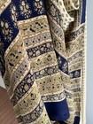 New 100% Silk Heavy Crepe Saree RITU KUMAR Style Ivory & Navy Blu Floral Paisley — photo 4
