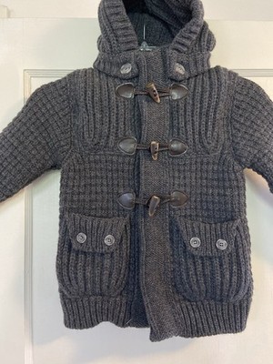 BARK Italy Chunky Knit Cardigan Coat Luxury 4T Toddler Boy Grey Toggle Button