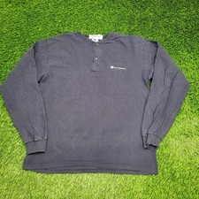Vintage Champion Henley Shirt Large 23x28 Script Baggy USA