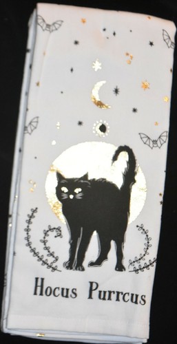 Toallas de cocina para gato Hocus Purrcus gato Halloween Novogratz nuevo con etiquetas nuevo juego de 2 - Imagen 2 de 2