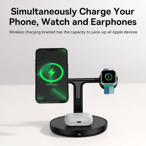 BASEUS 3 in 1 Magnetic Magsafe Wireless Charge Dock Watch Airpods iPhone 16 15 - Picture 6 of 8