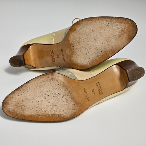 HERMES Paris Leather Pumps Women's Shoes EU 37.5 US 7 Narrow Tassel Bow Heel - Picture 11 of 12