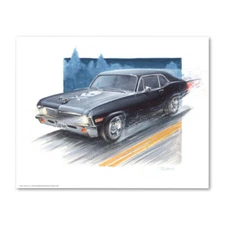 Signed DEATH PROOF 1971 Chevy Nova Poster Print Wall Art 11x14 Unframed
