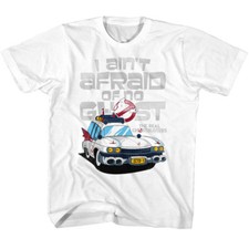 The Real Ghostbusters Kids T-Shirt Ecto 1 Ain't Afraid White Tee