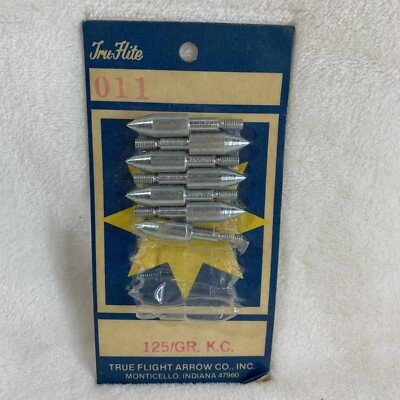 (7) Vintage Tru-Flite USA Arrow Tips Screw in field point 125 grain 011 - Open