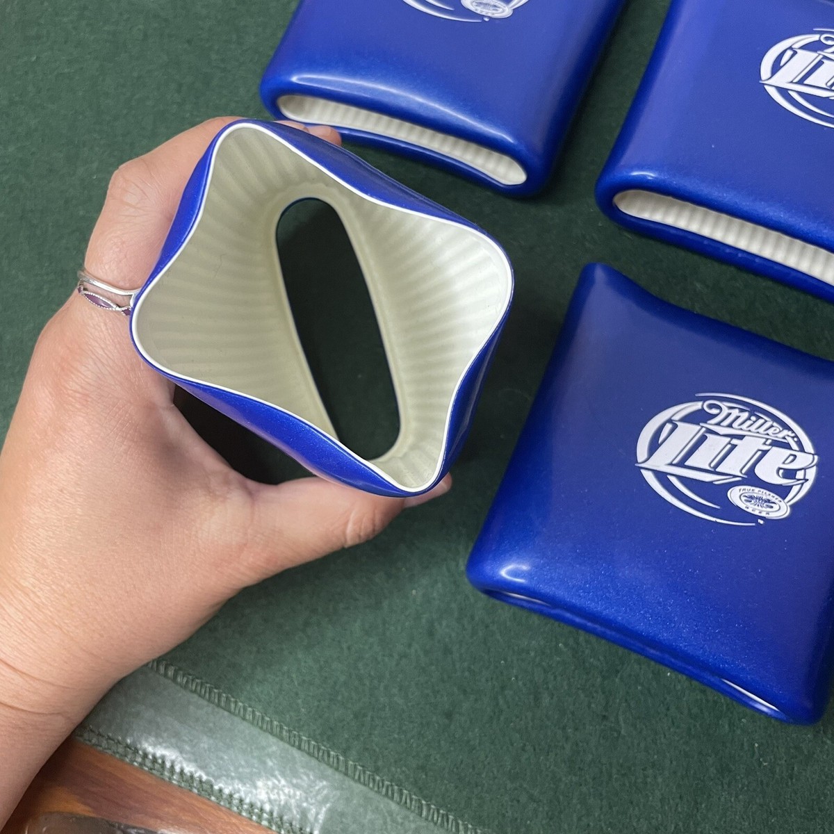 Vintage MILLER Lite Can Koozie Holder Cooler 80s Ribbed Rubber Set