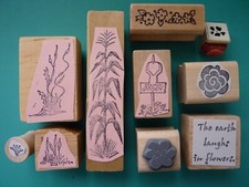 Various Plants, Flowers, Grasses Set of 11 Rubber Stamps - Self Mounted