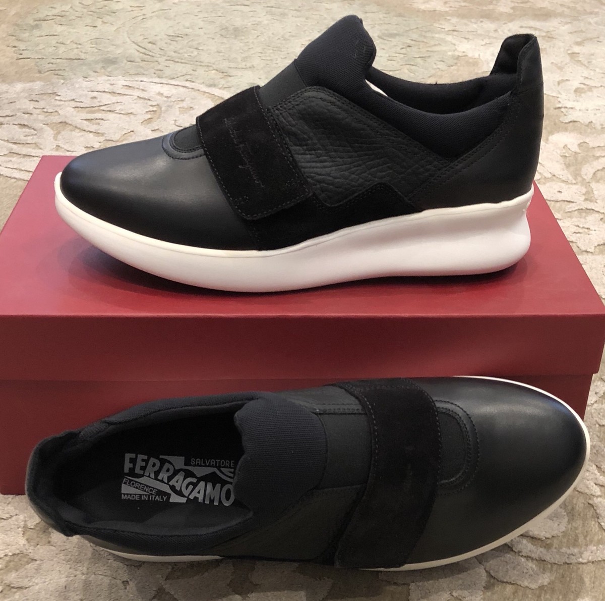 $650 New Salvatore Ferragamo Mens Shoes Black Sneakers Size  display picture 3