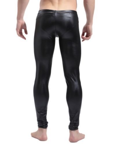 Men's PU Leather Skinny Moto Biker Tight Pants Clubwear Leggings Long Trousers - Picture 5 of 8