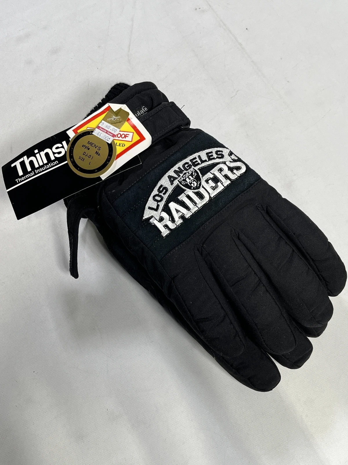 3M Los Angeles Raiders Black Thinsulate Vintage Winter Gloves Size L Large NEW