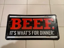 BEEF It's What's For Dinner License Plate Metal