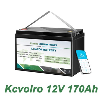 12V 170Ah LiFePO4 Battery, 150A BMS, Bluetooth, Group 31, Low Temp Cut Off