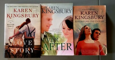 3 Karen Kingsbury books-Love Story, Every After, Just Beyond the Clouds