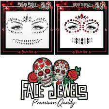 DAY OF THE DEAD / SUGAR SKULL FACE JEWELS GEMS Stickers Halloween Temporary
