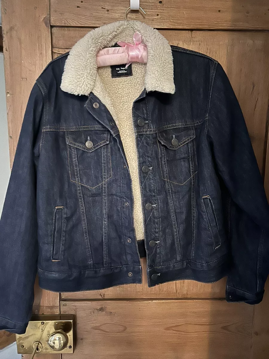 Sheepskin lined denim jacket cheap