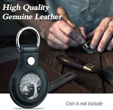 Double Leather Coin Holder Keychain for AA Sobriety Coins Portable Coin Keychain