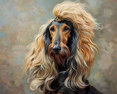8x10 Matte Print_ Afghan Hound Dog Posing with Fancy Hairdo