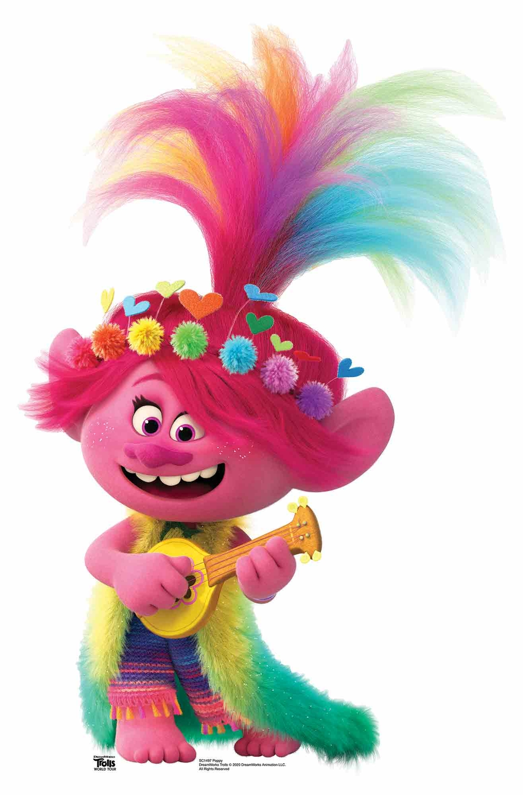 Poppy with Ukulele Official Trolls World Tour Mini  Cardboard Cutout / Standee