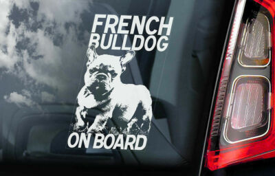 Französische Bulldogge Autoaufkleber - Hund an Bord Bouledogue Auto Fensteraufkleber - V01