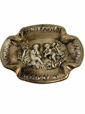 Vintage 1970’s R. Capodimonte Cherubs with Gold Trim Ceramic Italian Ashtray