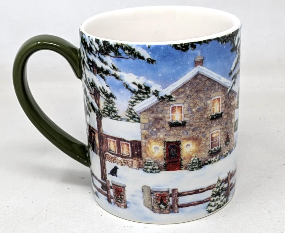 Taza de café vintage 2012 Lang Nestled in the Pines Laura Berry Navidad nieve Foto 3 de 4