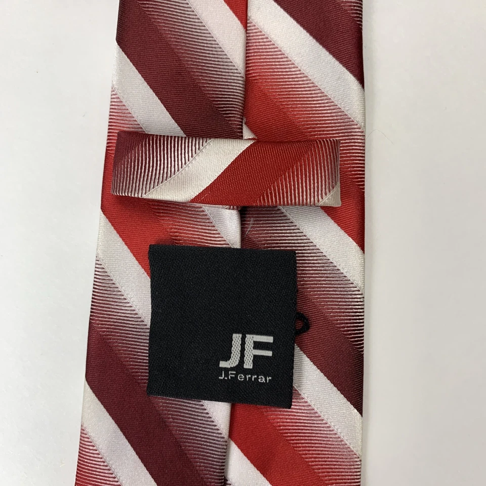 Corbata para hombre JF J. Ferrar roja blanca granate rayas iglesia estrecha talla 2,75" x 58" Foto 4 de 4