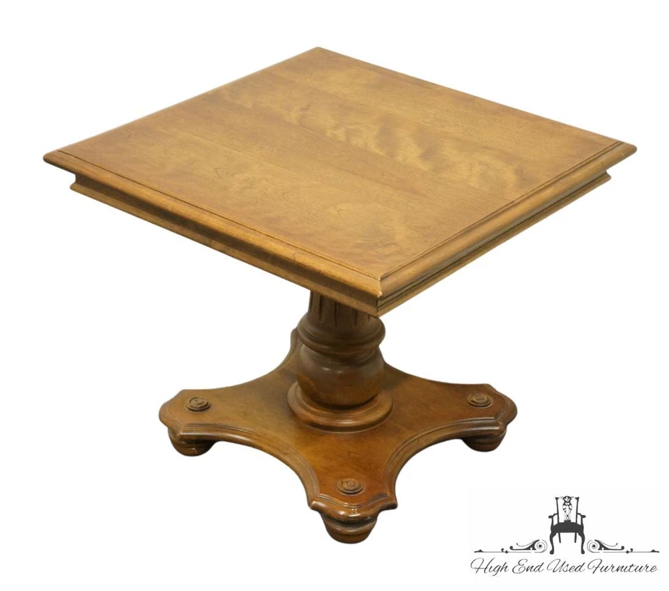 ETHAN ALLEN Classic Manor Solid Maple Italian 20" Square Accent Bunching End ... - Image 2 of 4
