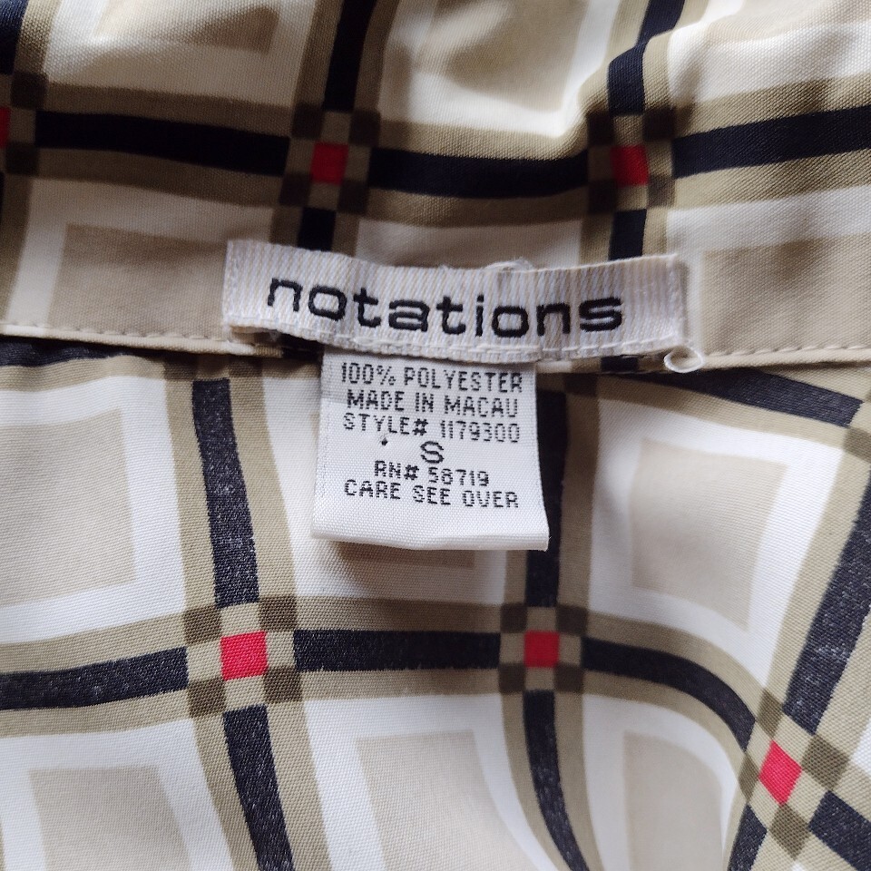 Notations Retro Top Button Front Beige Black Geom… - image 6