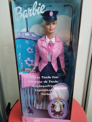 Travel Train Fun Schaffnerin / Hostess Barbie 2001 Puppe