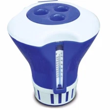 Pool Spa Floating Tablet Dispenser Floater w/Thermometer for 1" or 3 Tabs