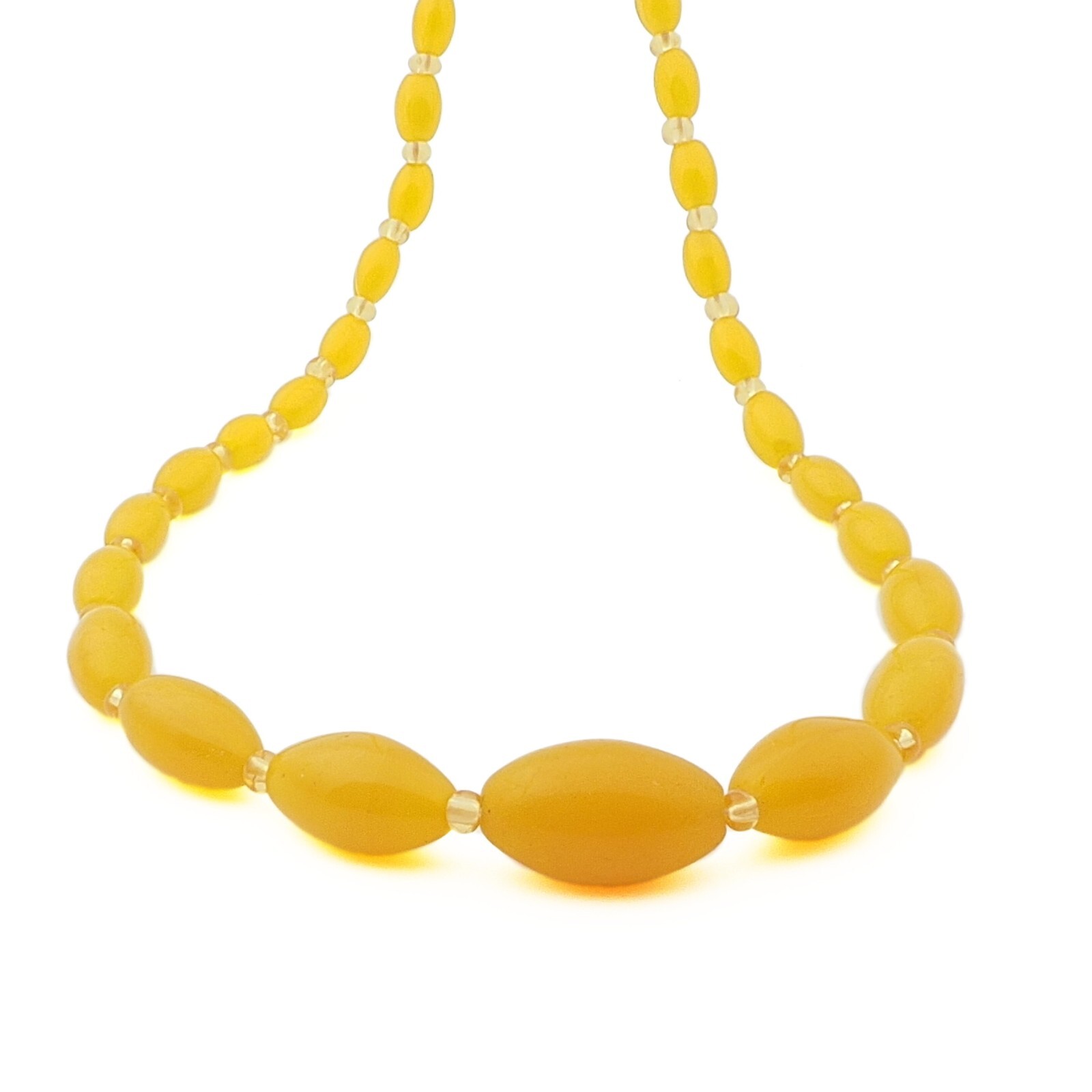 Vintage Czech necklace gradual juice yellow oval … - image 2