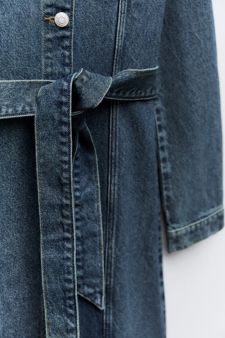 NWT Zara Zw Denim Dress With Pockets Faded Blue Sz L eBay