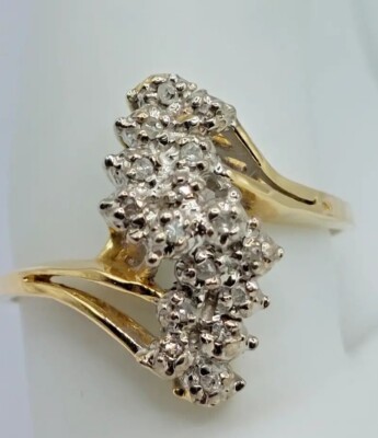 Vintage 14k Gold Diamant Wasserfall Cluster Ring Größe 7,34ctw 2,8g signiert AA