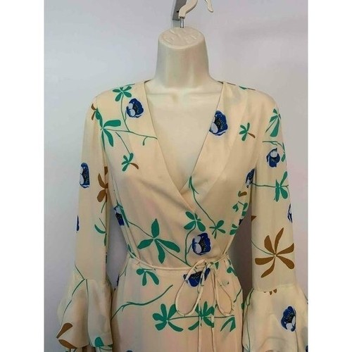 DVF Diane von Furstenberg Madeline Growing Tulip Bone wrap dress midi new S 4 6 - Picture 2 of 6