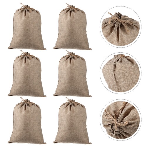 6 Pcs Drawstring Bag Burlap Bags for Vegetable Storage Potato Sacks - Picture 11 of 12