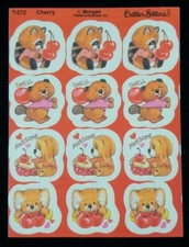 Vintage TREND Morgan Matte Scratch N Sniff Stickers CRITTER SITTERS CHERRY T-572