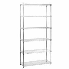 Commercial 6 Tier Chrome Wire Shelving - 6ft Height for Garage, Catering, Office