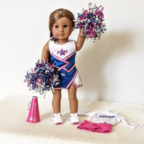 American Girl Doll Cheerleader Outfit Set, Pom Poms, Uniform, Megaphone